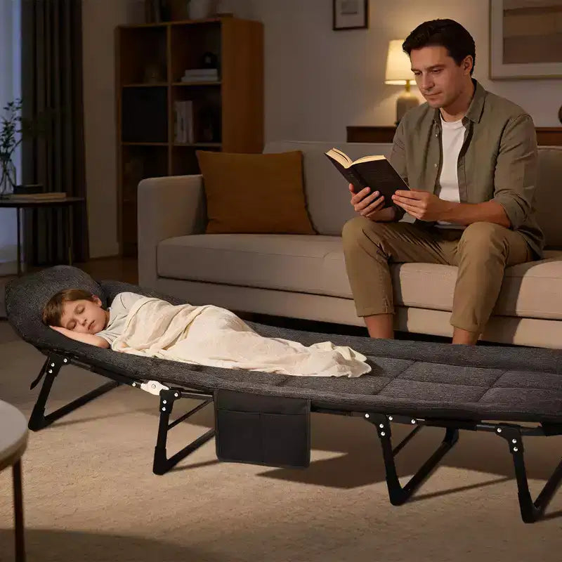 Letto Pieghevole Portatile da 79" con Cuscino e Cuscino, Lettino da Campeggio per Adulti con Supporto da 500 Lbs, Lettino Leggero per Tenda per Patio, Spiaggia, Interno ed Esterno