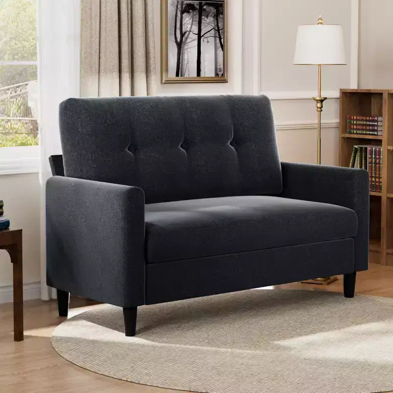Petit canapé deux places, canapé confortable de 50" avec coussins épais, montage sans outil pour chambre et petits espaces