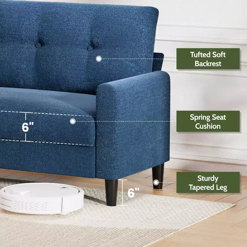 Petit canapé deux places, canapé confortable de 50" avec coussins épais, montage sans outil pour chambre et petits espaces