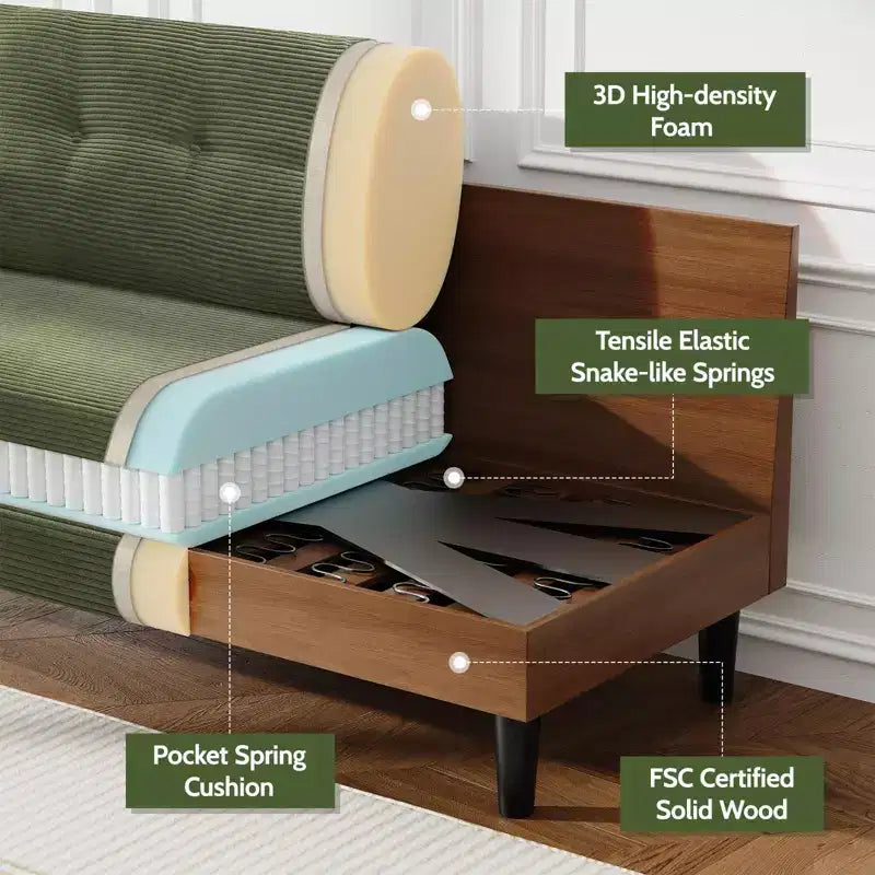 Petit canapé deux places, canapé confortable de 50" avec coussins épais, montage sans outil pour chambre et petits espaces
