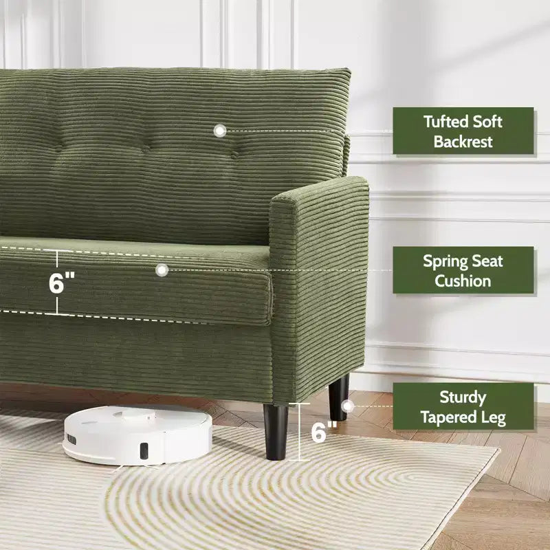 Petit canapé deux places, canapé confortable de 50" avec coussins épais, montage sans outil pour chambre et petits espaces