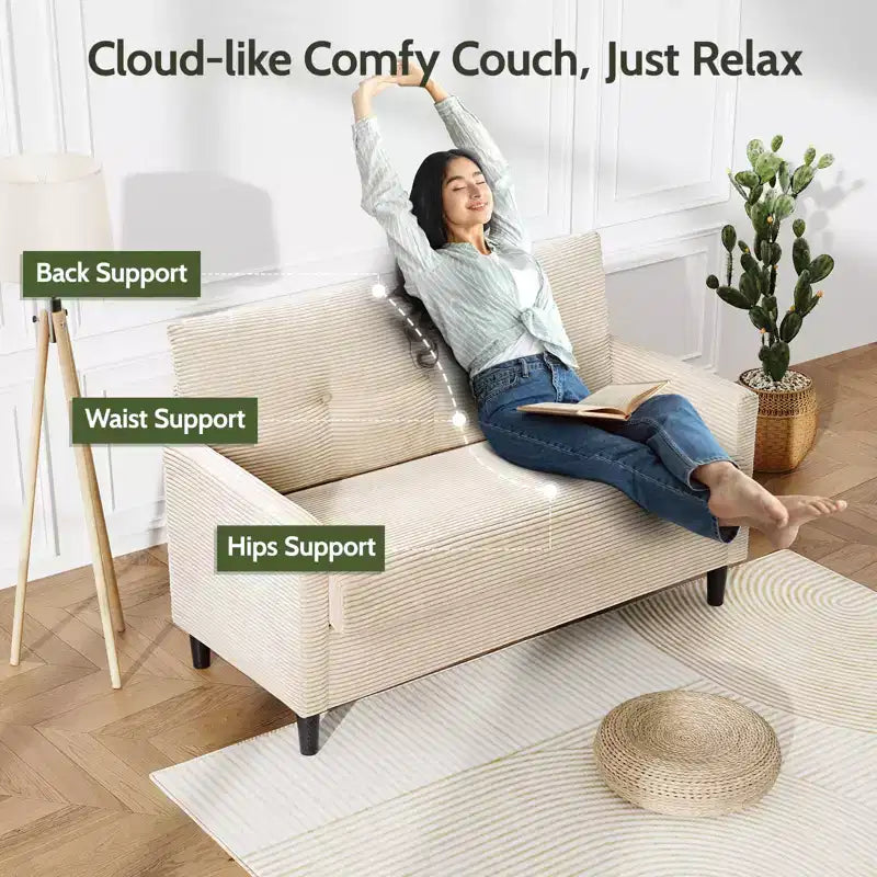 Small Loveseat Sofa, 50" Comfy Couch with Thick Cushions, Tool-Free Assembly for Bedroom and Small Spaces