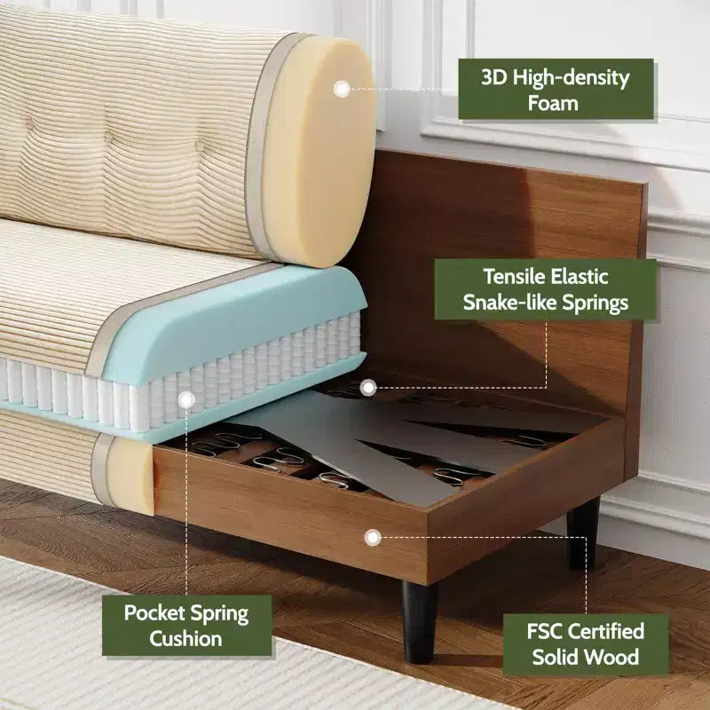 Petit canapé deux places, canapé confortable de 50" avec coussins épais, montage sans outil pour chambre et petits espaces