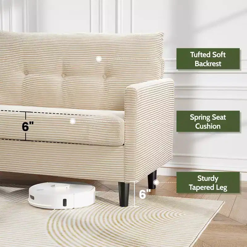 Petit canapé deux places, canapé confortable de 50" avec coussins épais, montage sans outil pour chambre et petits espaces