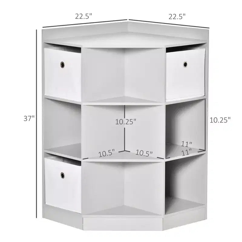 Mobiletto Kids Corner, Organizzatore per Giocattoli con Cubby, Libreria con Tre Cesti per Sala Giochi, Camera da Letto, Soggiorno, Grigio