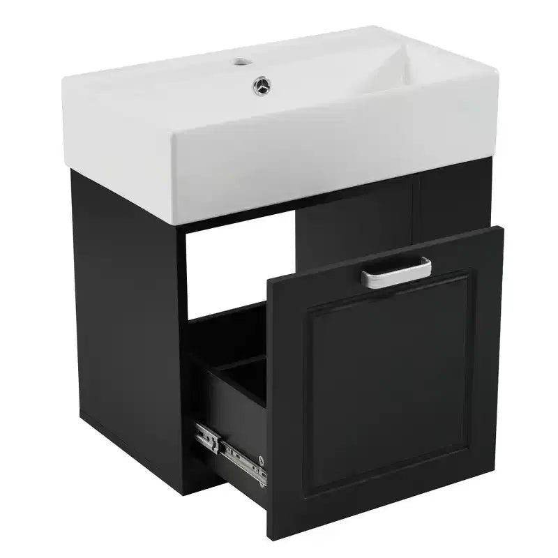 Mobile bagno da parete da 21,8 pollici con lavabo, mobile bagno con cassetti, mobile lavabo singolo con ripiano regolabile