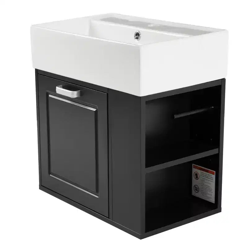 Mobile bagno da parete da 21,8 pollici con lavabo, mobile bagno con cassetti, mobile lavabo singolo con ripiano regolabile