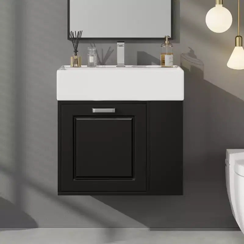 Mobile bagno da parete da 21,8 pollici con lavabo, mobile bagno con cassetti, mobile lavabo singolo con ripiano regolabile
