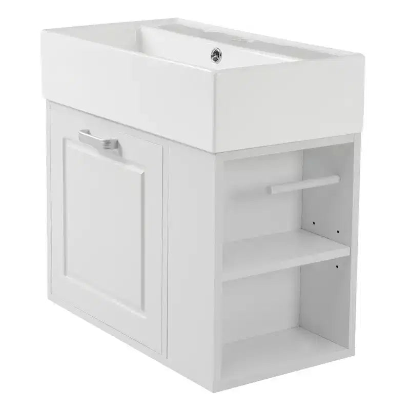 Mobile bagno da parete da 21,8 pollici con lavabo, mobile bagno con cassetti, mobile lavabo singolo con ripiano regolabile