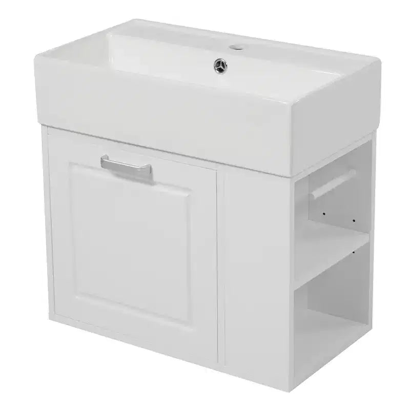 Mobile bagno da parete da 21,8 pollici con lavabo, mobile bagno con cassetti, mobile lavabo singolo con ripiano regolabile