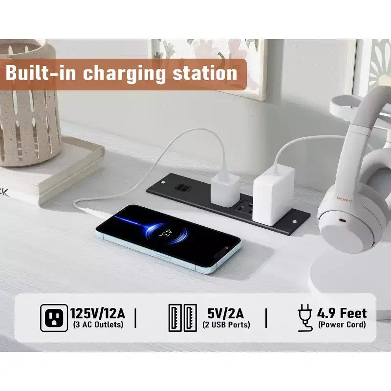 Commode en rotin à 9 tiroirs avec station de charge, commode de style ferme, large rangement pour placard, organisateur pour chambre, salon, entrée