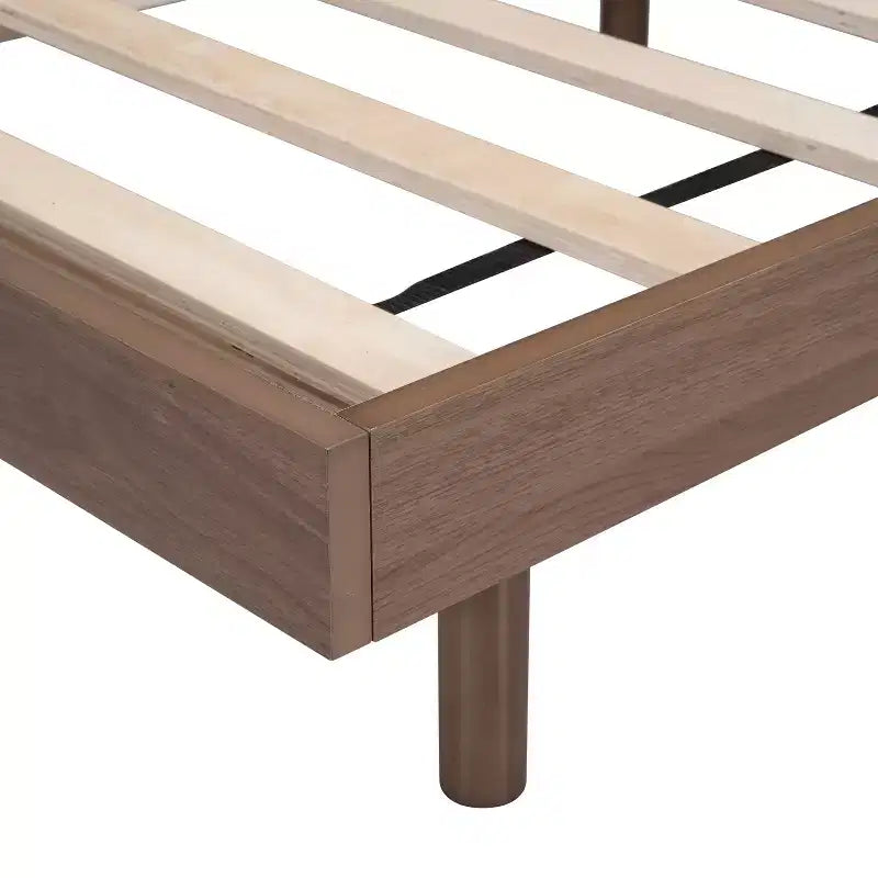 Floating Platform Bed with Thickened Slats, Solid Wood Bed Frame without Headboard for Bedroom