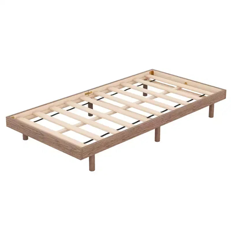 Floating Platform Bed with Thickened Slats, Solid Wood Bed Frame without Headboard for Bedroom