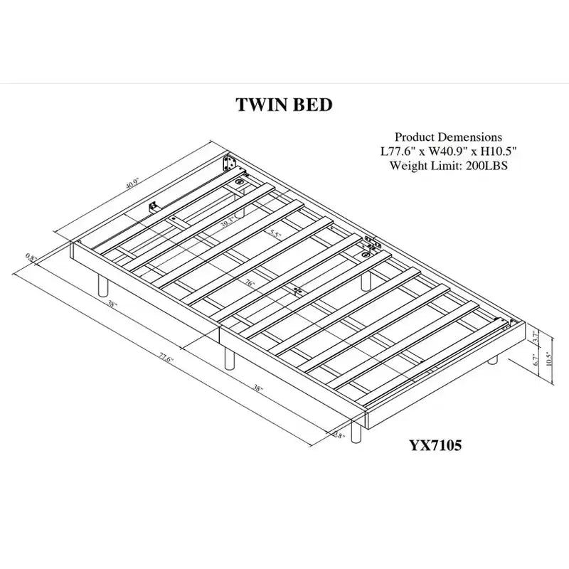 Floating Platform Bed with Thickened Slats, Solid Wood Bed Frame without Headboard for Bedroom