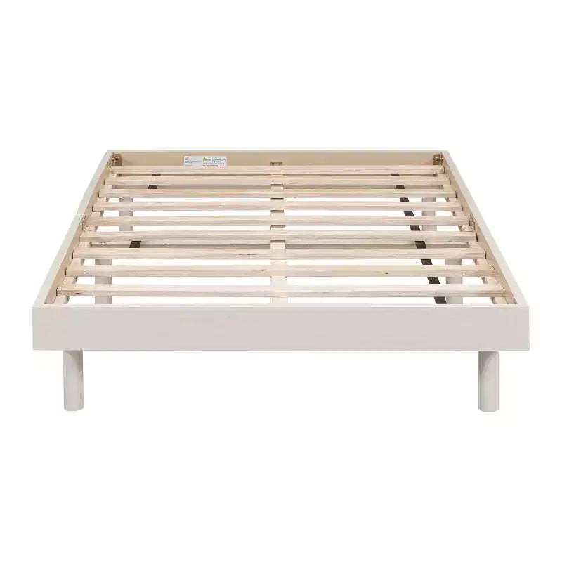 Floating Platform Bed with Thickened Slats, Solid Wood Bed Frame without Headboard for Bedroom