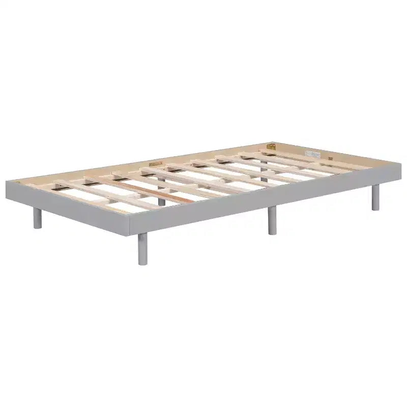 Floating Platform Bed with Thickened Slats, Solid Wood Bed Frame without Headboard for Bedroom