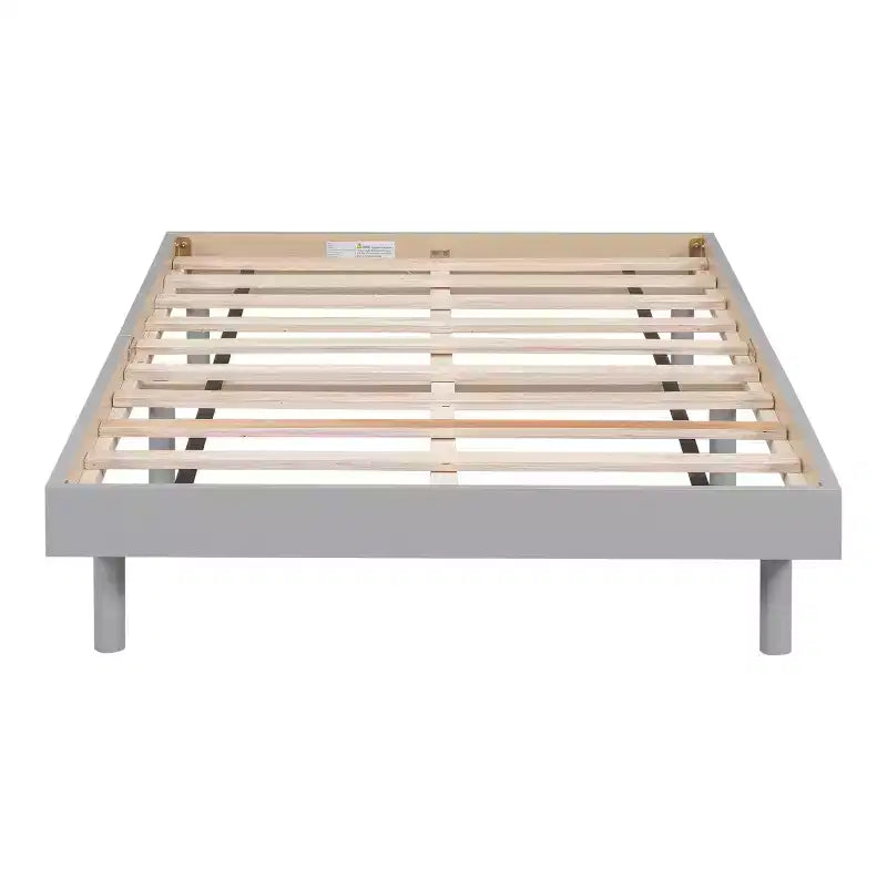 Floating Platform Bed with Thickened Slats, Solid Wood Bed Frame without Headboard for Bedroom