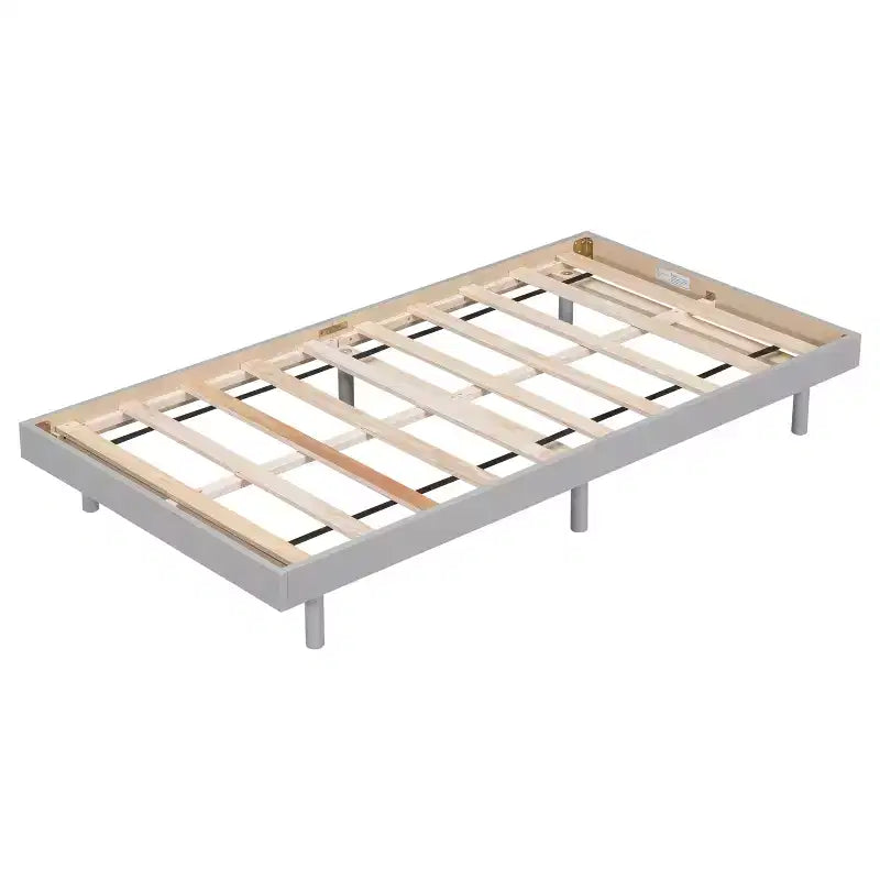 Floating Platform Bed with Thickened Slats, Solid Wood Bed Frame without Headboard for Bedroom