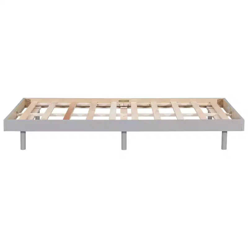 Floating Platform Bed with Thickened Slats, Solid Wood Bed Frame without Headboard for Bedroom