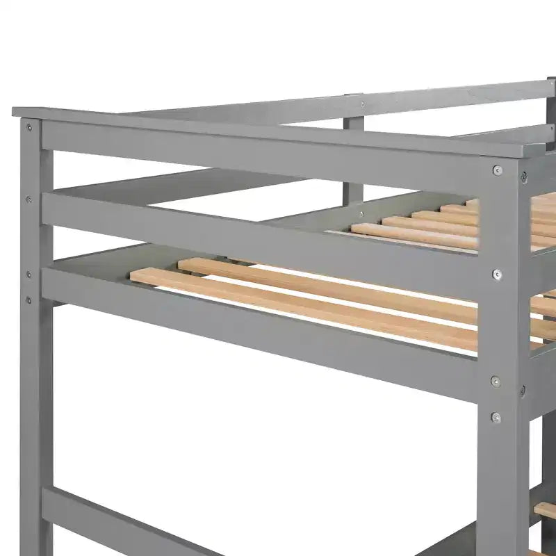 Letto a castello in legno con due letti singoli sovrapposti, 4 cassetti, letto estraibile e scala
