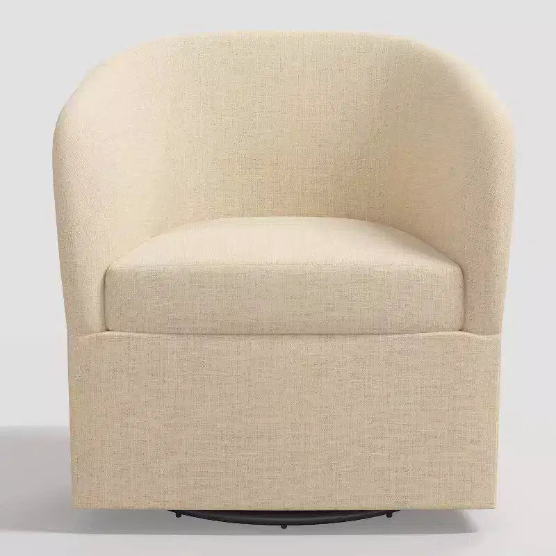 Draaistoel in Linnen, Gestoffeerde Barrel Fauteuil