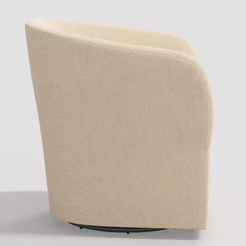 Draaistoel in Linnen, Gestoffeerde Barrel Fauteuil
