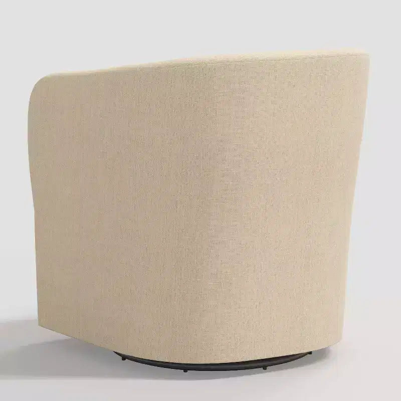 Draaistoel in Linnen, Gestoffeerde Barrel Fauteuil