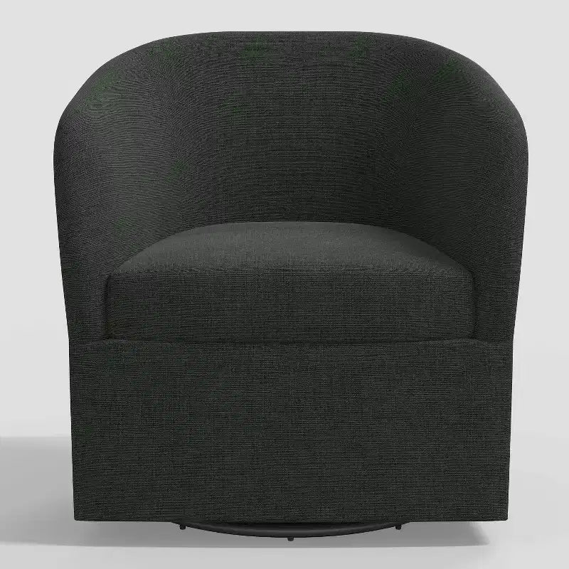 Swivel Chair in Linen, Upholstered Barrel Armchair