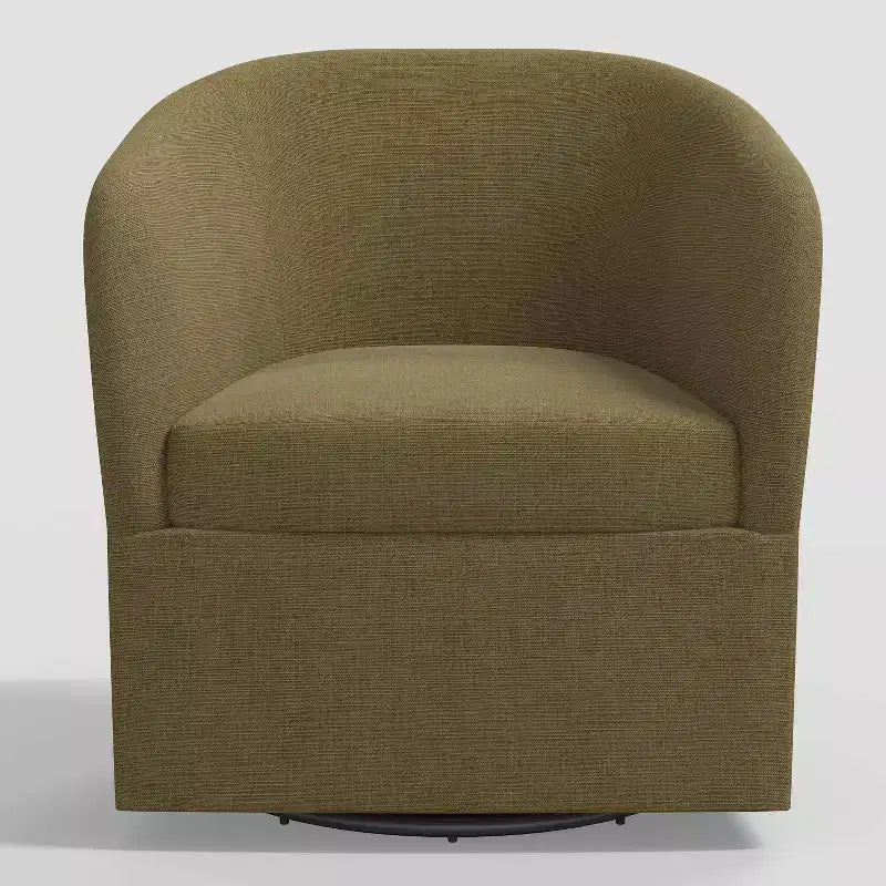 Draaistoel in Linnen, Gestoffeerde Barrel Fauteuil