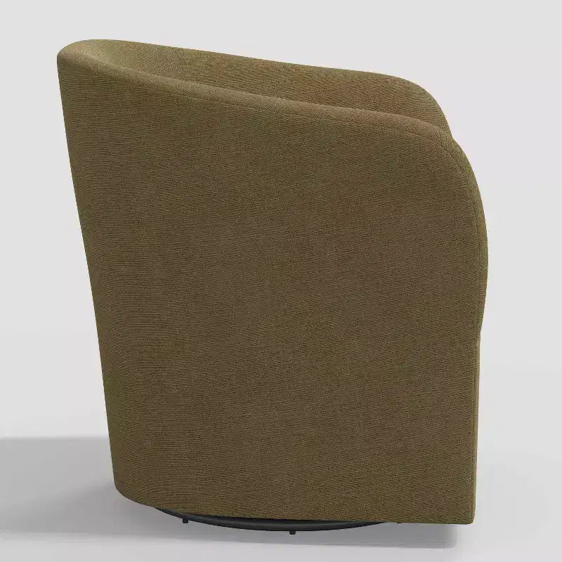 Draaistoel in Linnen, Gestoffeerde Barrel Fauteuil