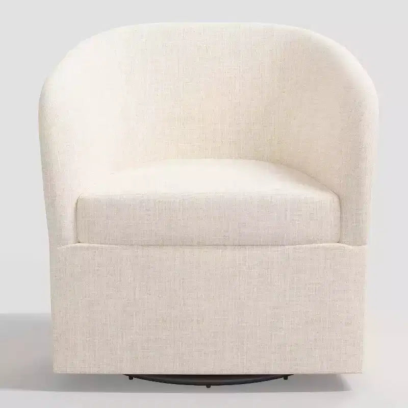 Draaistoel in Linnen, Gestoffeerde Barrel Fauteuil
