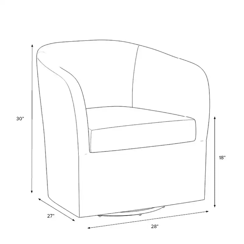 Draaistoel in Linnen, Gestoffeerde Barrel Fauteuil