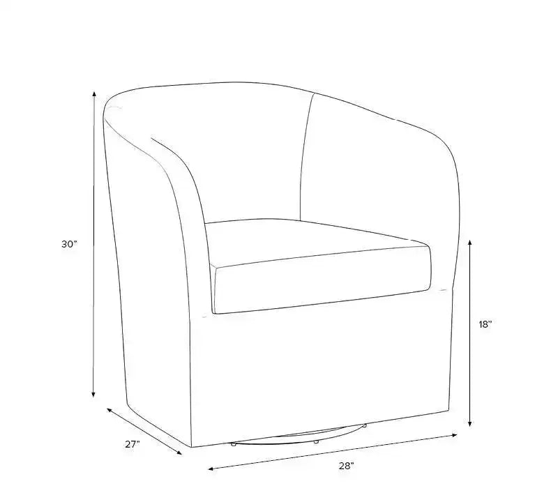 Draaistoel in Linnen, Gestoffeerde Barrel Fauteuil