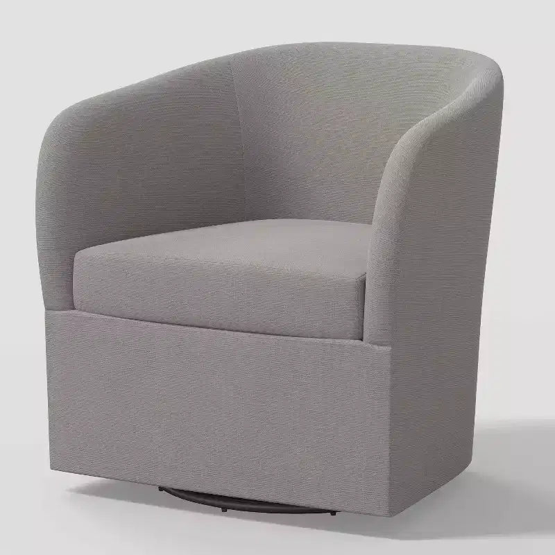 Swivel Chair in Linen, Upholstered Barrel Armchair