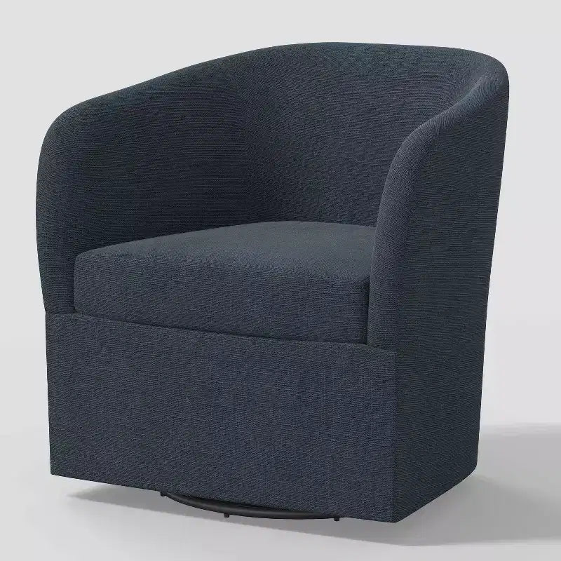 Swivel Chair in Linen, Upholstered Barrel Armchair