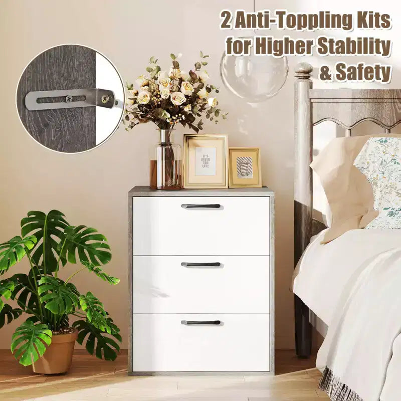 3-Drawer Dresser Chest of Drawers, Storage Cabinet with Wide Storage Space Organizer