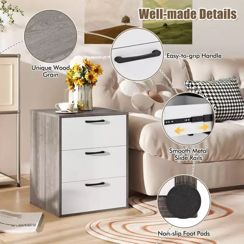 3-Drawer Dresser Chest of Drawers, Storage Cabinet with Wide Storage Space Organizer